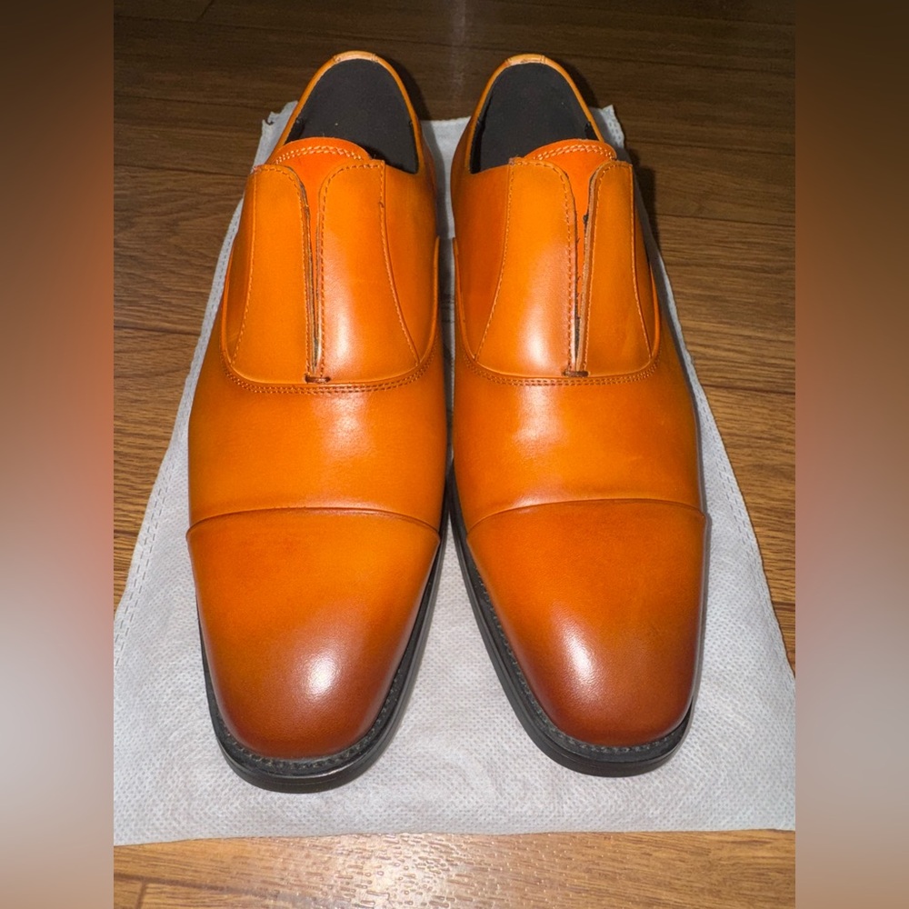 Gifennse Handmade Leather dress shoe's slip on loafers brown Men's size 7.5/39 - Picture 3 of 15